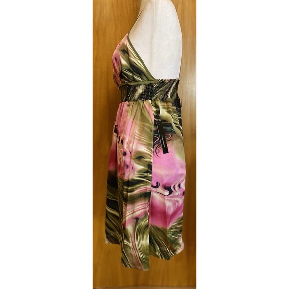 BCBGMAXAZRIA psychedelic Multi Spaghetti Ruffle open Back Maxi Dress Sizes XS/S - Picture 10 of 13